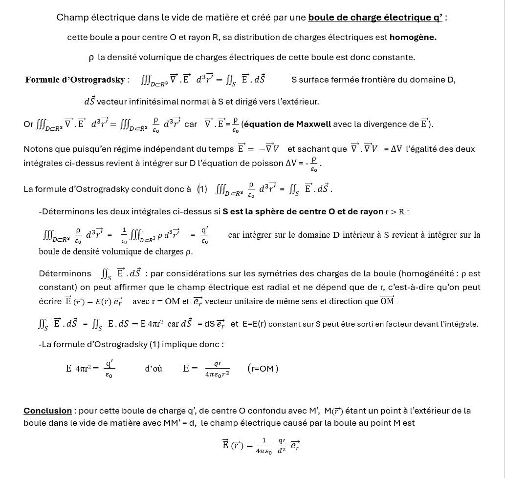 Champ electrique cree par une boule chargee 1